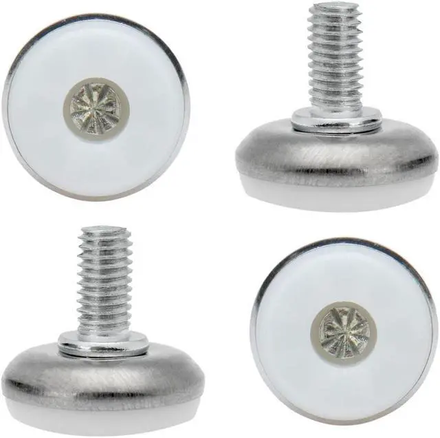 Main image of M8 x 15 x 28mm Leveling Feet Adjustable Leveler for Desk Leg, White Cap 4pcs