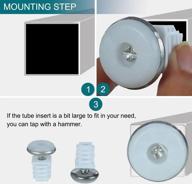 Alt view image 5 of 7 - Adjustable Leveling Feet 19 x 19mm Square Tube Inserts Furniture Glide 8 Sets