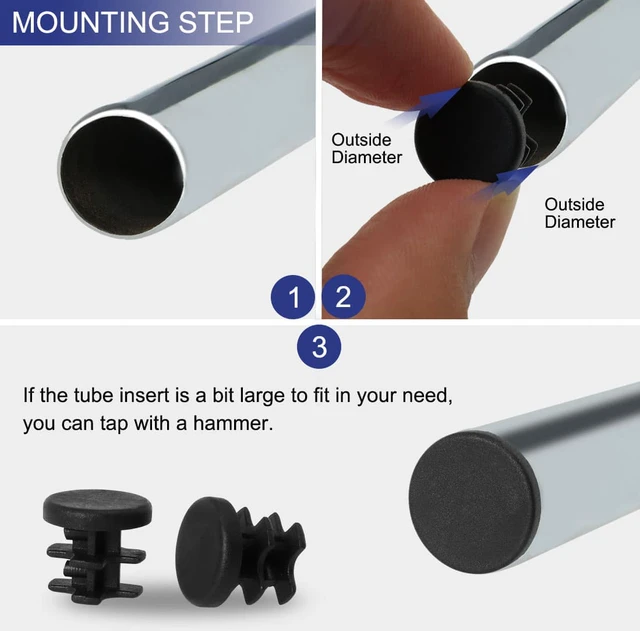 Alt view image 5 of 7 - 13mm 0.51" OD Plastic Tube Inserts Pipe Caps 8pcs 0.4"-0.47" Inner Dia Eqpt Legs