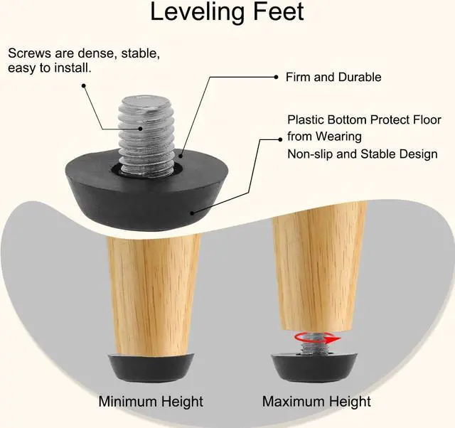 Alt view image 4 of 7 - M8 x 10 x 22.5mm Furniture Leveling Feet Floor Protector for Table Leg 10pcs