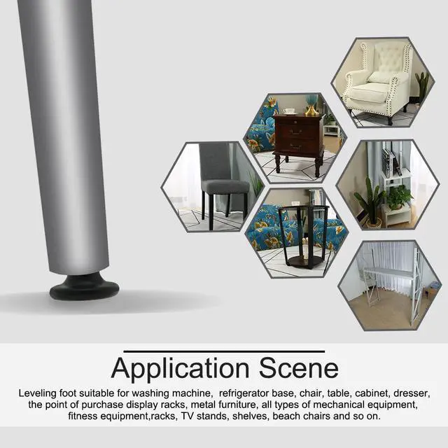 Alt view image 7 of 7 - M8 x 18 x 45mm Furniture Glide Leveling Feet Plastic Adjuster for Chair Leg 2pcs