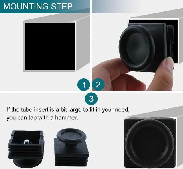 Alt view image 5 of 7 - Adjustable Leveling Feet 50 x 50mm Square Tube Inserts Furniture Glide 4 Sets