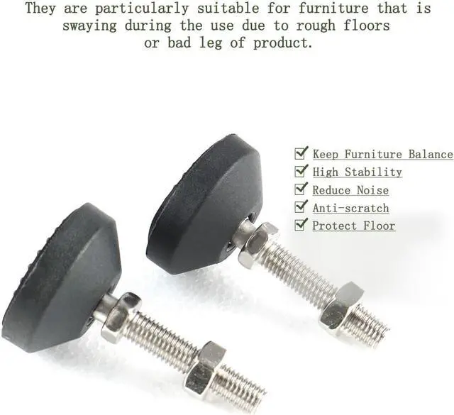 Alt view image 6 of 7 - M10 x 50 x 50mm Adjustable Leveling Foot Pad Protector for Machine Leg 2pcs