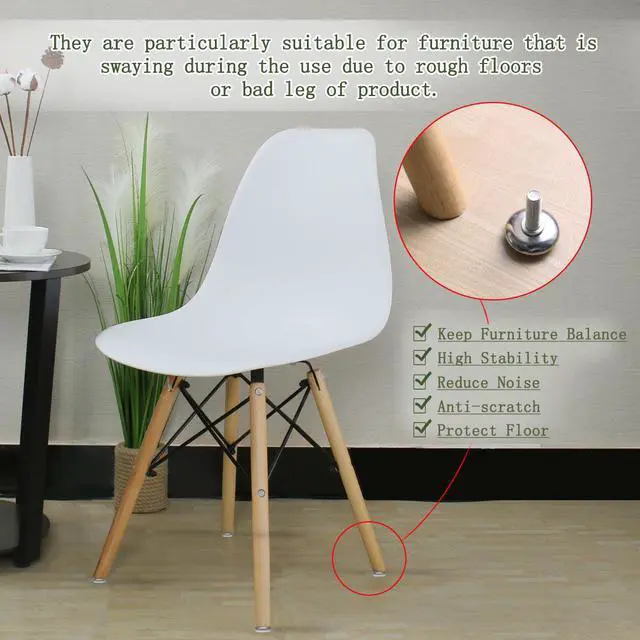 Alt view image 6 of 7 - M8 x 25 x 28mm Leveling Feet Adjustable Leveler Desk Leg, White Cap, 8pcs