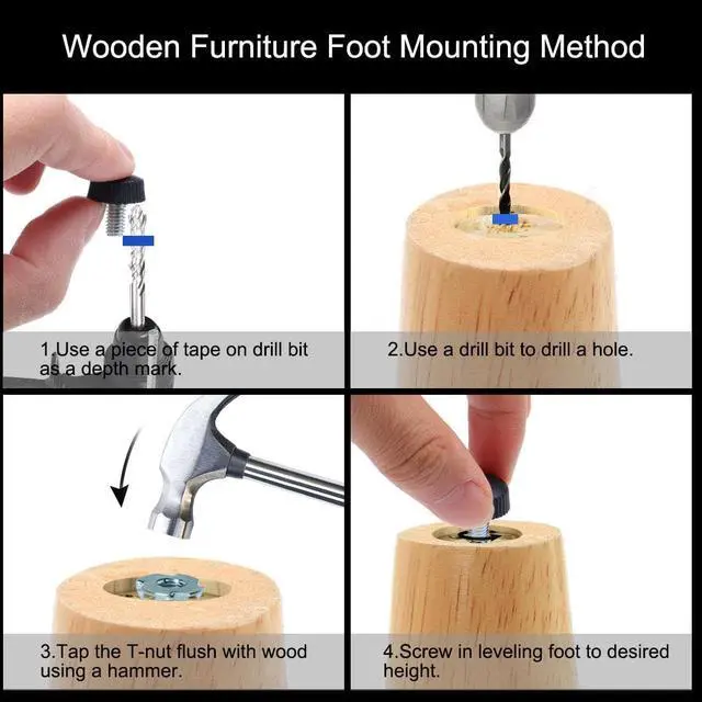 Alt view image 7 of 7 - M6 x 10 x 16mm Leveling Feet Adjustable Leveler Floor Protector for Table 8pcs