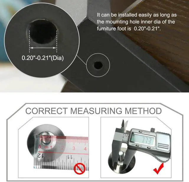 Alt view image 3 of 7 - M6 x 22 x 22mm Furniture Glide Leveling Feet Floor Protector for Table Leg 4pcs