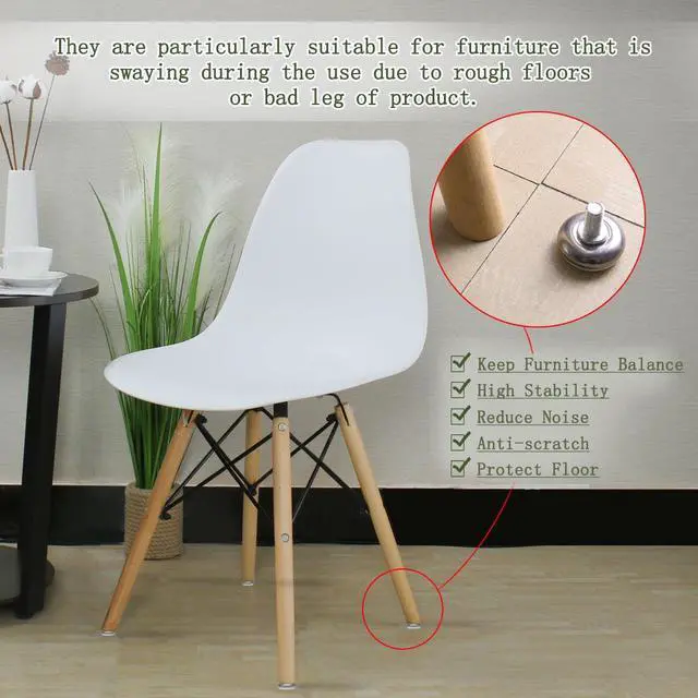 Alt view image 6 of 7 - M8 x 15 x 28mm Leveling Feet Adjustable Leveler for Desk Leg, White Cap 4pcs