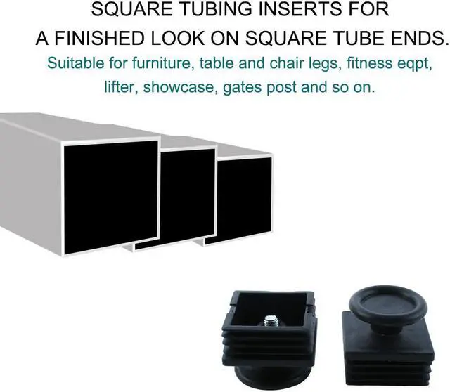 Alt view image 6 of 7 - Leveling Feet 38 x 38mm Square Tube Inserts Furniture Legs For Sofa Table 4 Sets