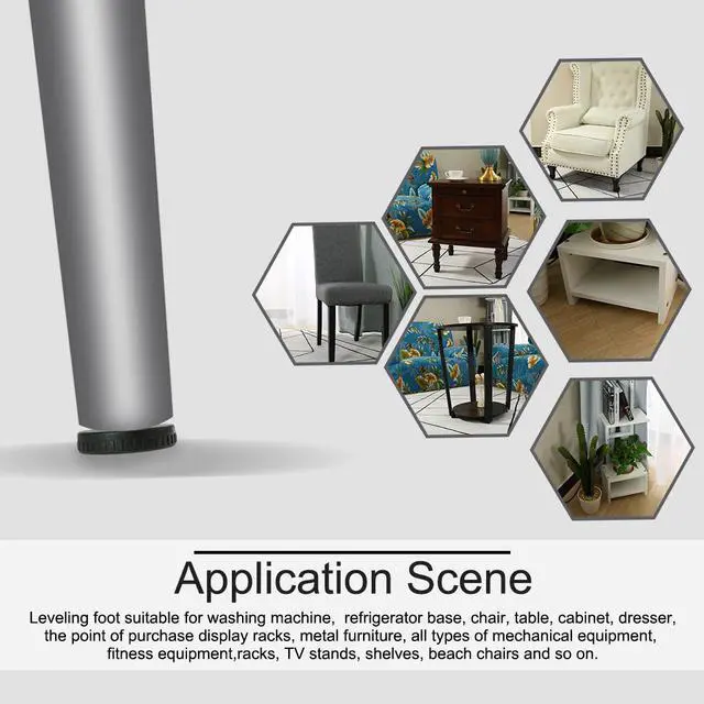 Alt view image 6 of 7 - M8 x 18 x 40mm Leveling Feet Floor Protector with T-nuts for Table Sofa Leg 8pcs