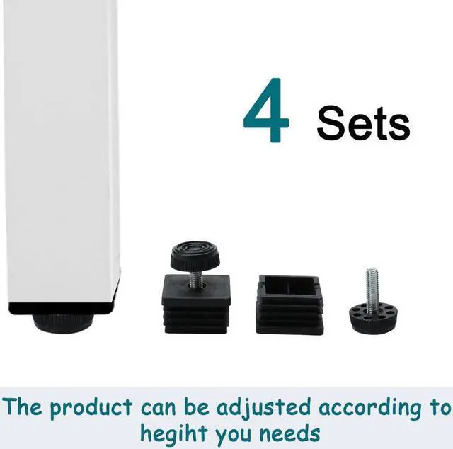 Alt view image 7 of 7 - Leveling Feet 40 x 40mm Square Tube Insert Table Leg Adjustable Leveler 4 Sets