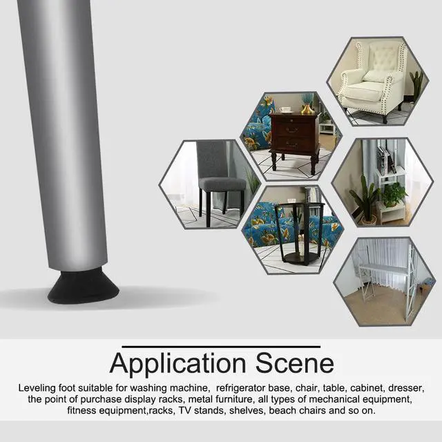 Alt view image 7 of 7 - M6 x 17 x 24mm Adjustable Leveling Feet Floor Protector for Desk Sofa Leg 8pcs
