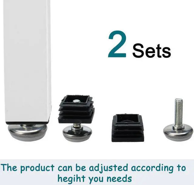 Alt view image 7 of 7 - Adjustable Leveling Feet 25 x 25mm Tube Inserts Furniture Table Glide 2 Sets