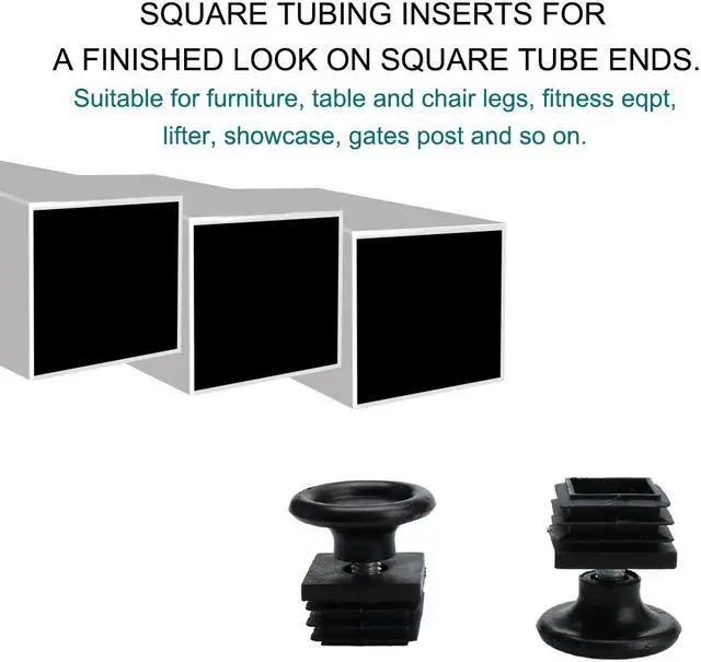 Alt view image 6 of 7 - Adjustable Leveling Feet 30 x 30mm Tube Inserts Furniture Desk Glide 8 Sets