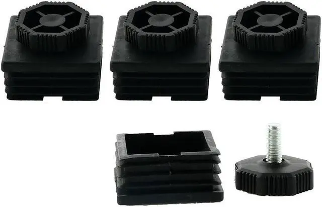 Main image of Adjustable Leveling Feet 50 x 50mm Square Tube Insert Kit Furniture Glide 4 Sets