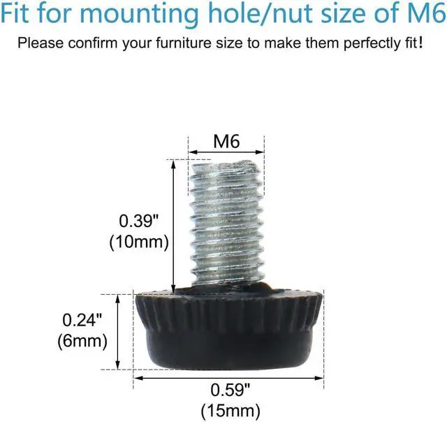 Alt view image 2 of 7 - M8 x 25 x 30mm Furniture Leveling Feet Adjustable Leveler for Chair Leg 4pcs