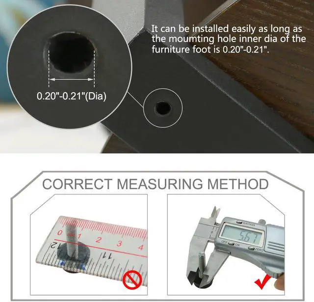 Alt view image 3 of 7 - M6 x 24 x 18mm Furniture Glide Leveling Feet Floor Protector for Table Leg 24pcs