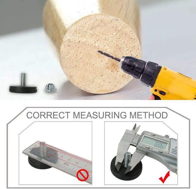 Alt view image 3 of 7 - M8 x 18 x 40mm Leveling Feet Floor Protector with T-nuts for Table Sofa Leg 8pcs