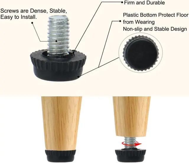 Alt view image 4 of 7 - M8 x 25 x 30mm Furniture Leveling Feet Adjustable Leveler for Chair Leg 4pcs