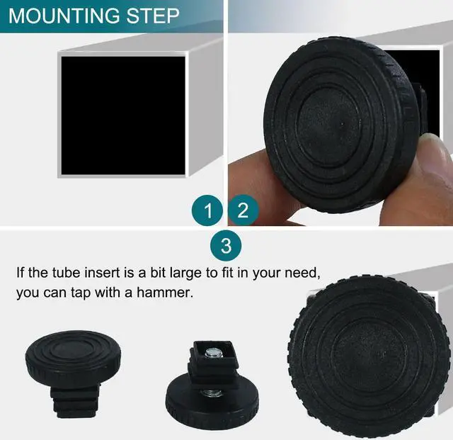 Alt view image 5 of 7 - Adjustable Leveling Feet 20 x 20mm Tube Inserts Furniture Table Glide 4 Sets