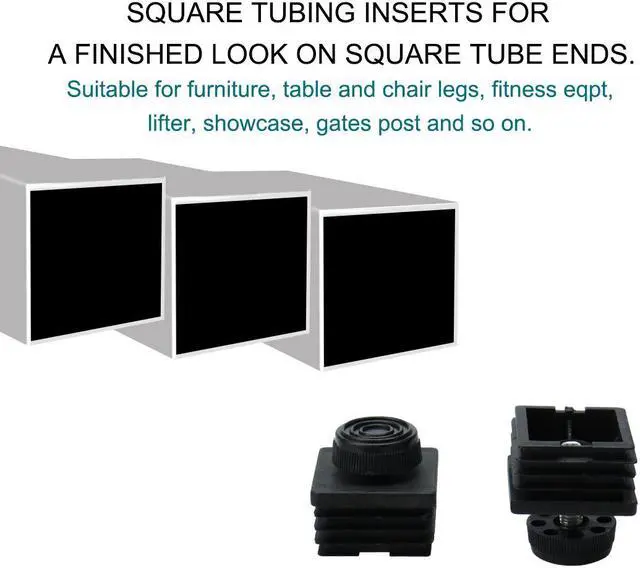 Alt view image 6 of 7 - Leveling Feet 38 x 38mm Square Tube Inserts Kit Furniture Glide Adjuster 8 Sets