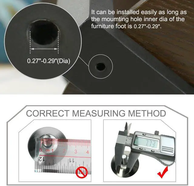 Alt view image 3 of 7 - M8 x 18 x 45mm Furniture Glide Leveling Feet Plastic Adjuster for Chair Leg 2pcs
