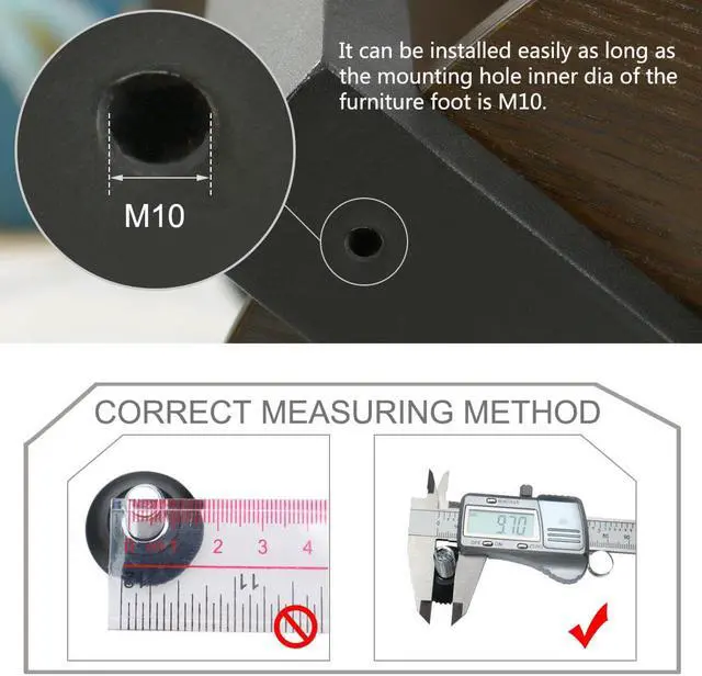 Alt view image 3 of 7 - M10 x 15 x 30mm Leveling Feet Adjustable Support Cover for Machine Leg 24pcs