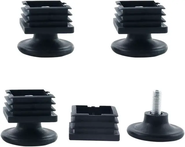Main image of Adjustable Leveling Feet 38 x 38mm Square Tube Inserts Furniture Glide 4 Sets