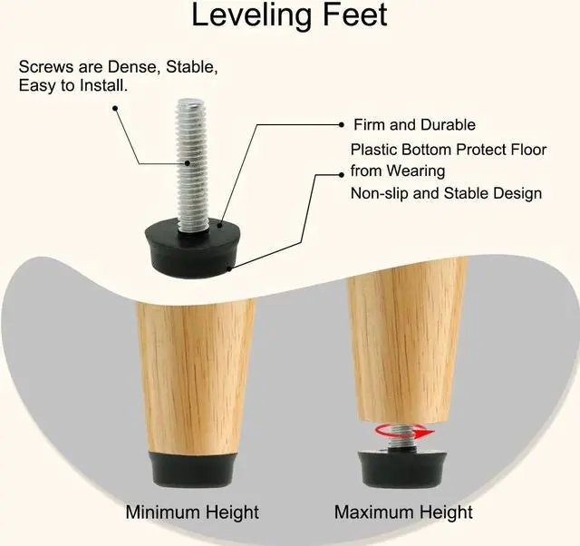 Alt view image 4 of 7 - M6 x 24 x 18mm Furniture Glide Leveling Feet Floor Protector for Table Leg 24pcs