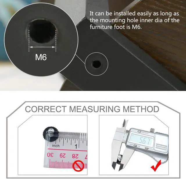 Alt view image 3 of 7 - M8 x 25 x 30mm Furniture Leveling Feet Adjustable Leveler for Chair Leg 4pcs