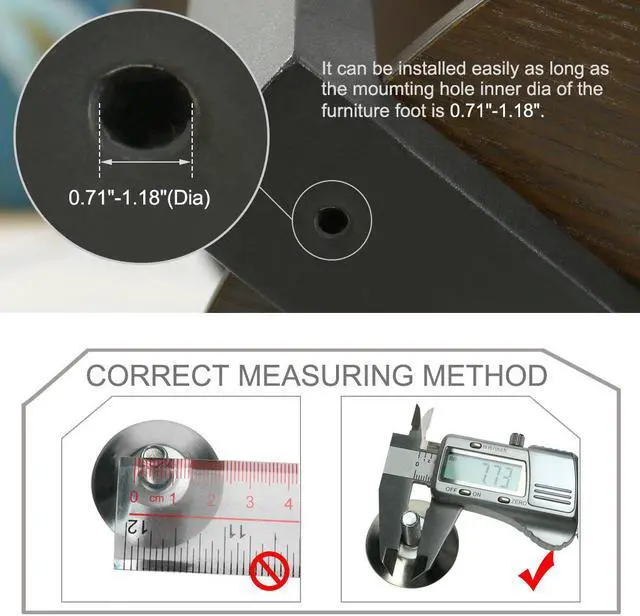 Alt view image 3 of 7 - M6 x 18 x 30mm Leveling Feet Adjustable Leveler Support for Table Sofa Leg 4pcs