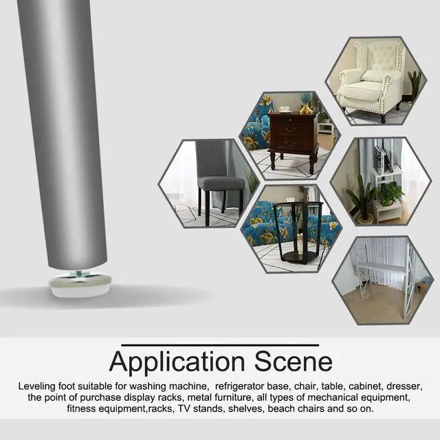 Alt view image 7 of 7 - M6 x 20 x 30 Leveling Feet Protector Floor Round Base Leveler for Desk Leg 8pcs