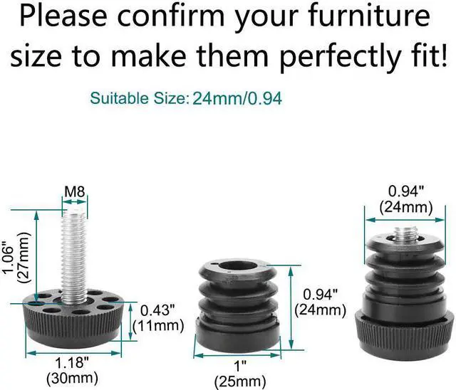 Alt view image 2 of 7 - M10x25x35mm Leveling Feet Adjustable Leveler for Home Desk Table Sofa Leg 4pcs