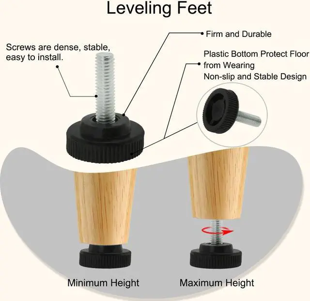 Alt view image 4 of 7 - M8 x 25 x 30mm Adjustable Leveling Feet Desk Leg 12pcs, Black and Silver Tone