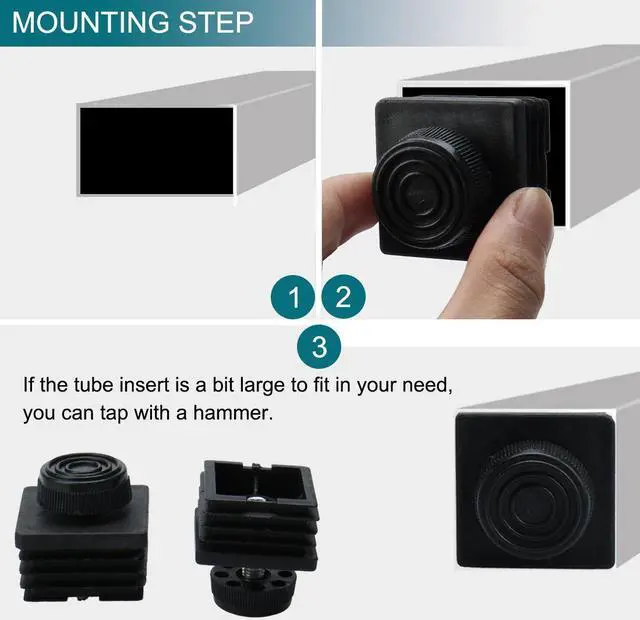 Alt view image 5 of 7 - Leveling Feet 40 x 40mm Square Tube Insert Table Leg Adjustable Leveler 4 Sets