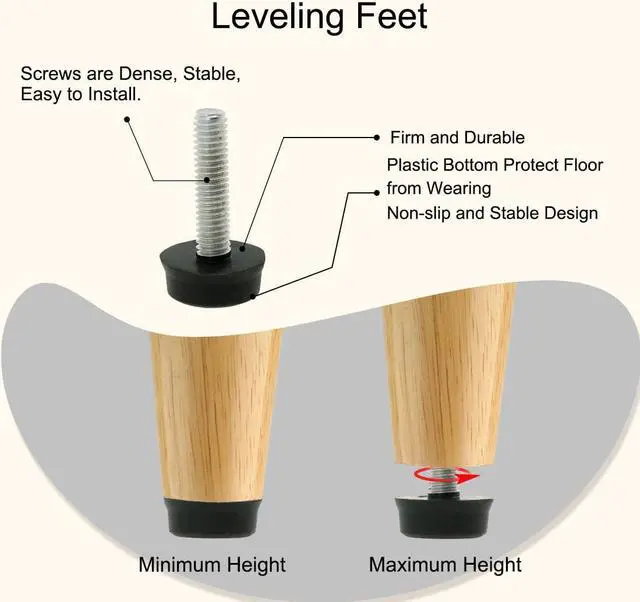 Alt view image 4 of 7 - M6 x 24 x 18mm Furniture Glide Leveling Feet Floor Protector for Table Leg 20pcs