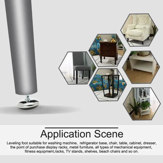 Alt view image 6 of 7 - Leveling Feet 1" 25mm OD Round Tube Insert Furniture Adjustable Leveler 8 Sets