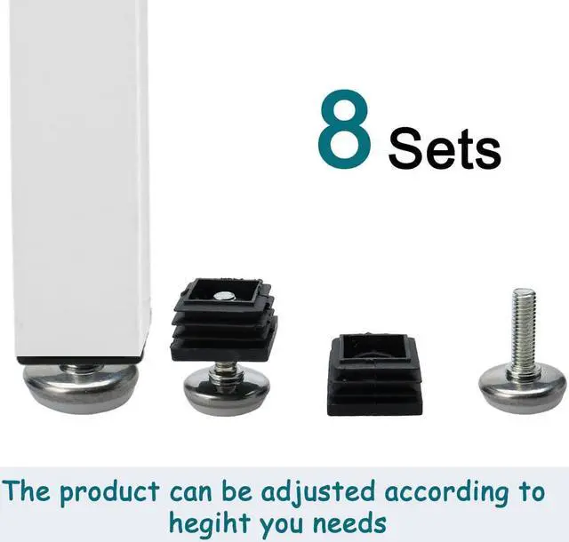 Alt view image 7 of 7 - M8 Leveling Feet 30 x 30mm Square Tube Insert Adjustable Furniture Glide 8 Sets