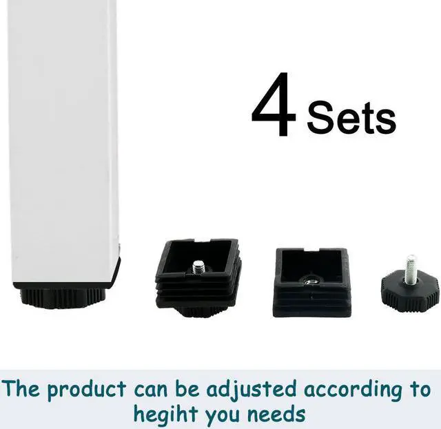 Alt view image 7 of 7 - Adjustable Leveling Feet 50 x 50mm Square Tube Insert Kit Furniture Glide 4 Sets