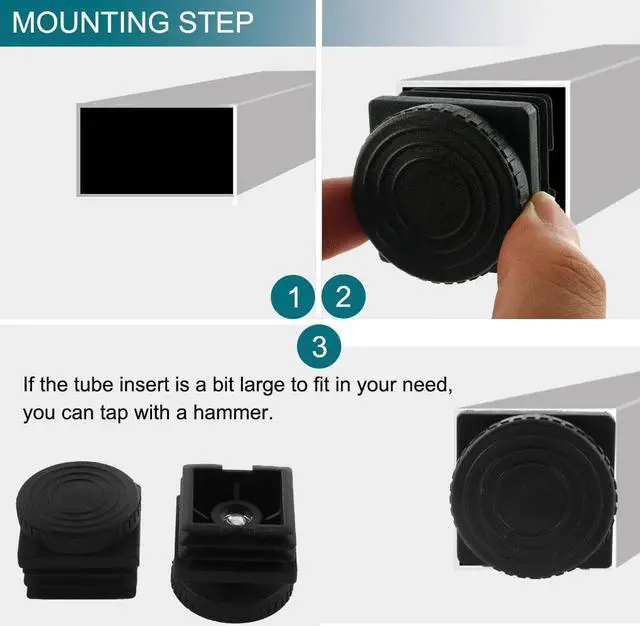 Alt view image 5 of 7 - Table Leveling Feet 38 x 38mm Square Tube Insert Adjustable Leveler 8 Sets