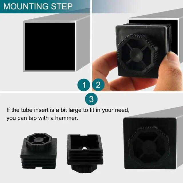 Alt view image 5 of 7 - Adjustable Leveling Feet 50 x 50mm Square Tube Insert Kit Furniture Glide 4 Sets