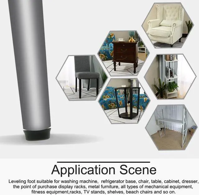 Alt view image 7 of 7 - M6 x 24 x 18mm Furniture Glide Leveling Feet Floor Protector for Table Leg 20pcs