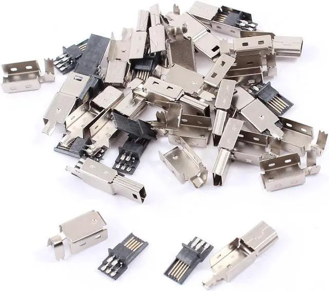 Main image of 15 Pieces Mini USB 5-Pin Male Connector Solder Connector Jack w Metal Cover