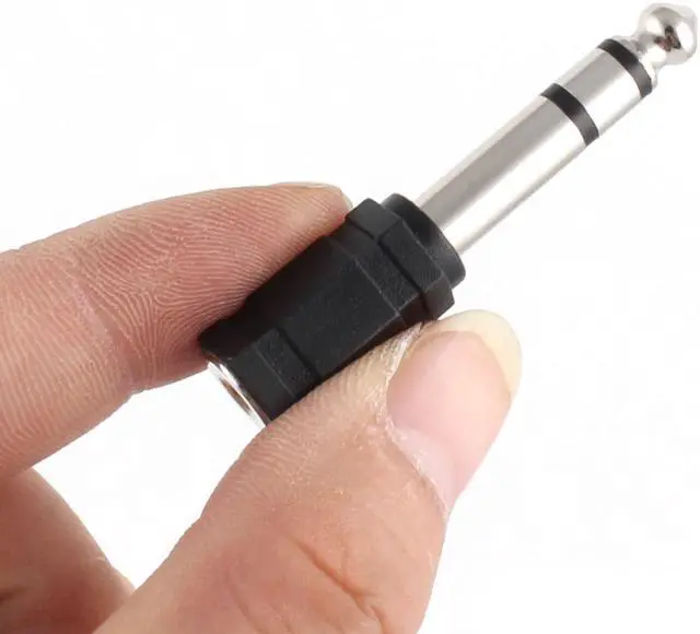 Alt view image 2 of 2 - Microphone 6.35mm Male to 3.5mm Female Audio Plug Jack Adapter Black 2pcs