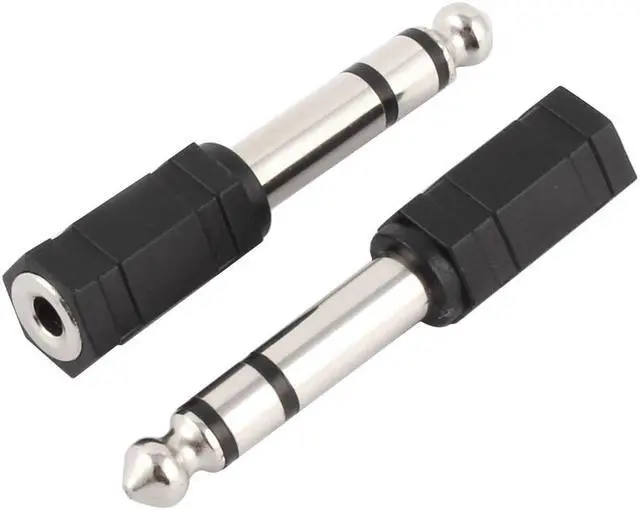 Main image of Microphone 6.35mm Male to 3.5mm Female Audio Plug Jack Adapter Black 2pcs