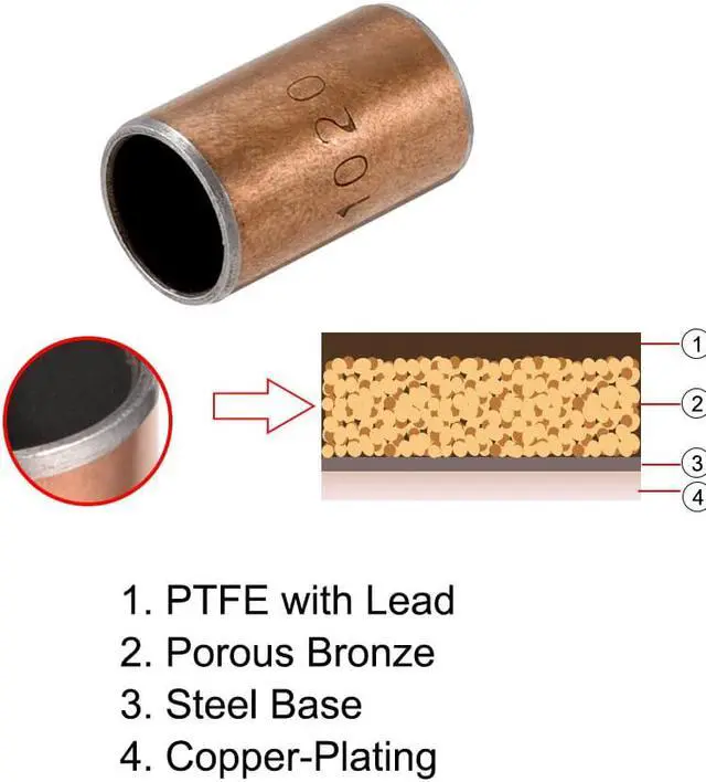 Alt view image 2 of 3 - Sleeve (Plain) Bearings, 10mm Bore x 12mm OD x 20mm Length Wrapped Oilless Bushings (Pack of 10)
