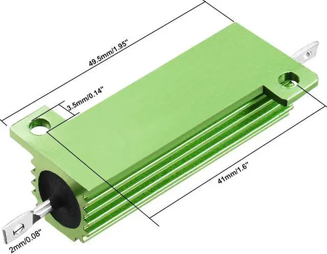 Alt view image 3 of 4 - 50W 25 Ohm 5% Aluminum Housing Resistor Screw Tap Chassis Mounted Aluminum Case Wirewound Resistor Load Resistors Green 1 pcs