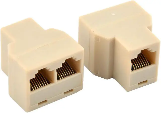Alt view image 2 of 2 - 6 PCS RJ45 1 to 2 Dual Port CAT 5 CAT 6 LAN Ethernet Socket Connector Splitter Beige