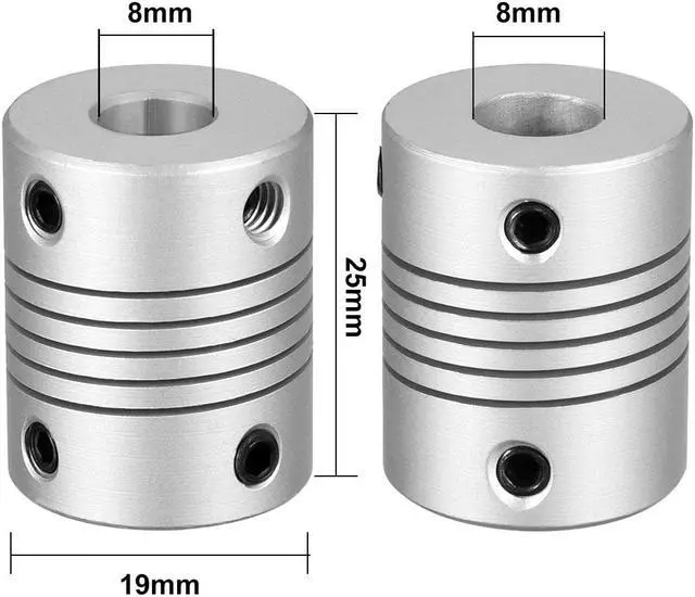 Alt view image 2 of 2 - 8mm to 8mm Shaft Coupling Flexible Coupler Motor Connector Joint L25xD19 Silver