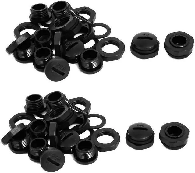 Main image of PG9 Nylon Male Threaded Cable Gland Screw End Cap Cover Black 20pcs