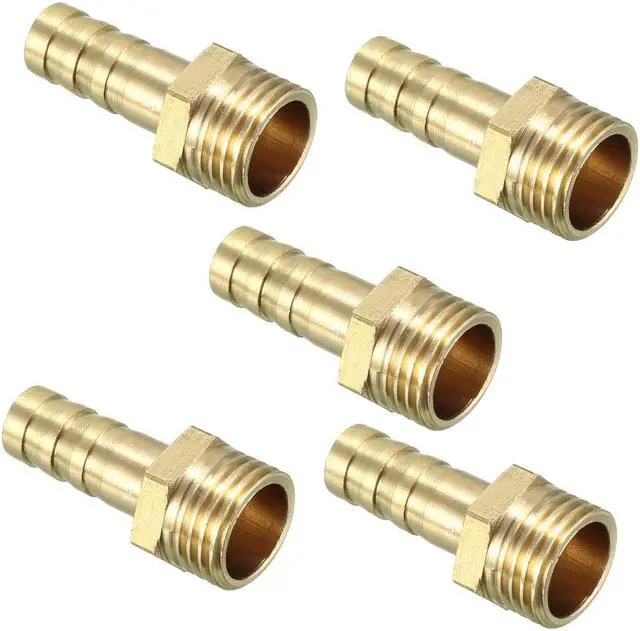 Main image of Brass Barb Hose Fitting Connector Adapters 8mm Barbed x 1/4 PT Male Pipe 5pcs